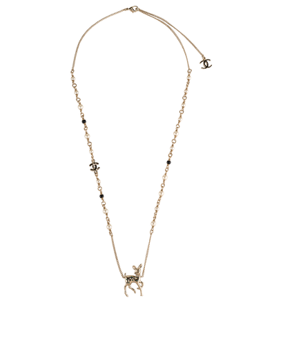 Chanel G26C Embellished Bambi Necklace, &pound;550, Jewellery, Gold, Pearl/Yellow Gold, Front view