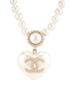 Chanel A21B Embellished Heart Necklace, &pound;650, Jewellery, White, Faux Pearl, Other view