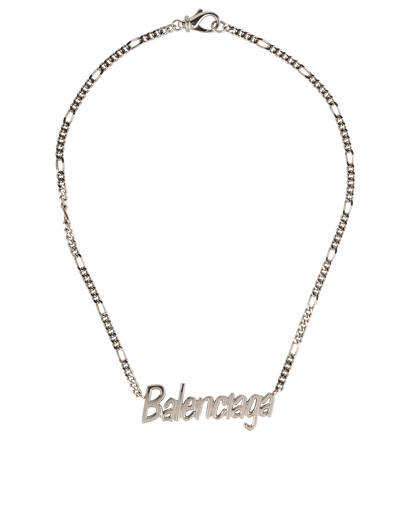 Balenciaga Logo Chain Necklace, &pound;240, Jewellery, Silver, Brass, Front view