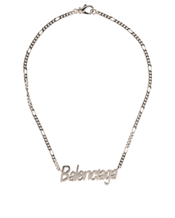 Balenciaga Logo Chain Necklace, Base Metal, Silver, DB, 3*