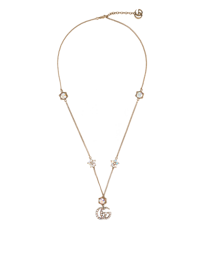Gucci GG Crystal Embellished Necklace, &pound;350, Jewellery, Bronze, Brass, Front view