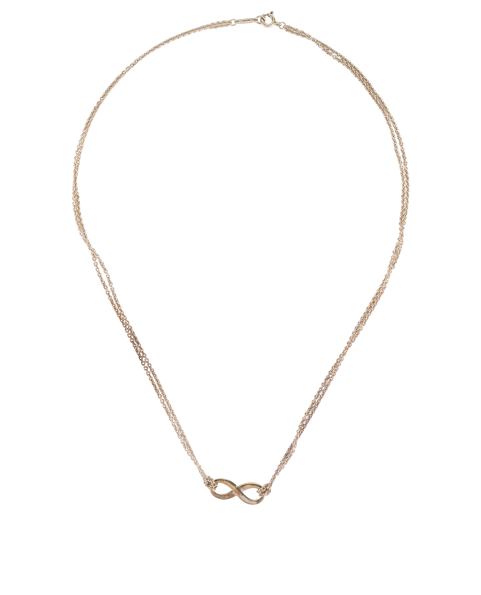 Tiffany & Co Infinity Double Chain Necklace, &pound;175, Jewellery, Silver, Sterling Silver, Back view