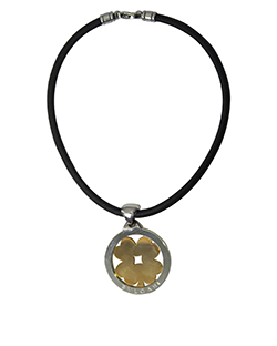 Bulgari Tondo Clover Oval Necklace, Steel/Gold/Cotton, 2337AI