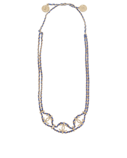 Chanel B18C CC Wrap Choker, Brass/Leather, Blue/Gold, DB, 3*