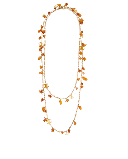 Chanel 11C Extra Long Amber Stone CC Necklace, front view