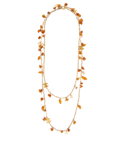 Chanel 11C Extra Long Amber Stone CC Necklace