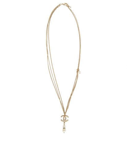 Chanel CC Crystal Pearl Drop (Fall 2018) Necklace, front view