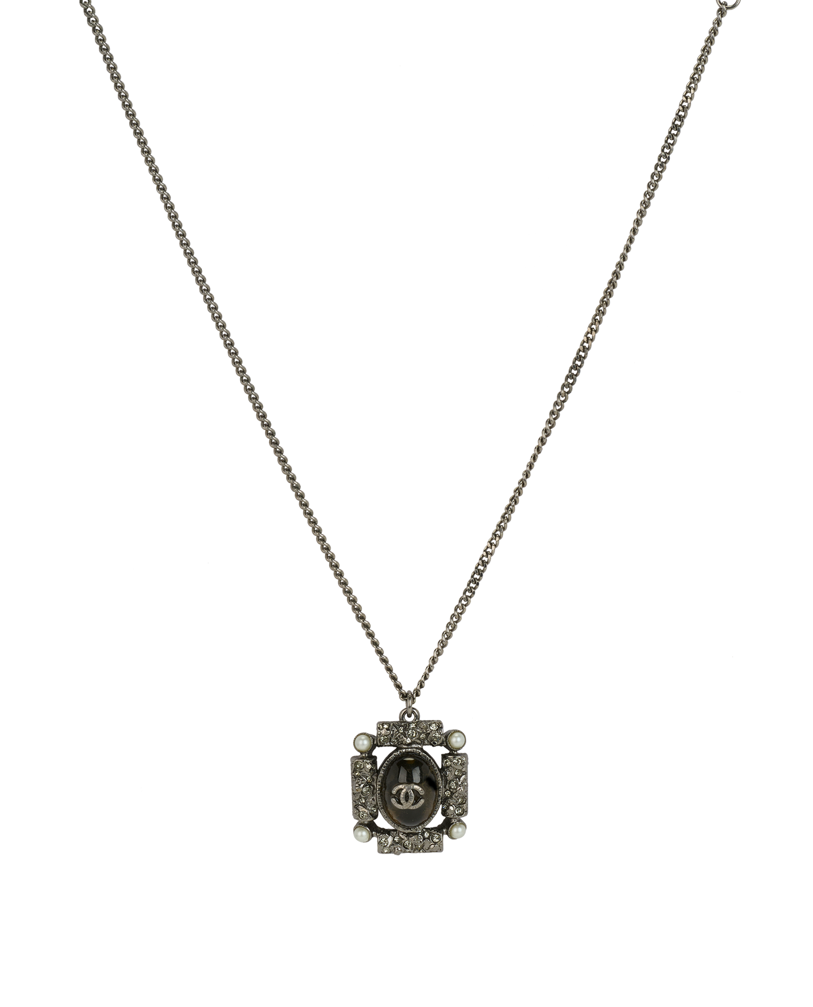Chanel A14P CC Oval Necklace, &pound;495, Jewellery, Black, Resin, Other view