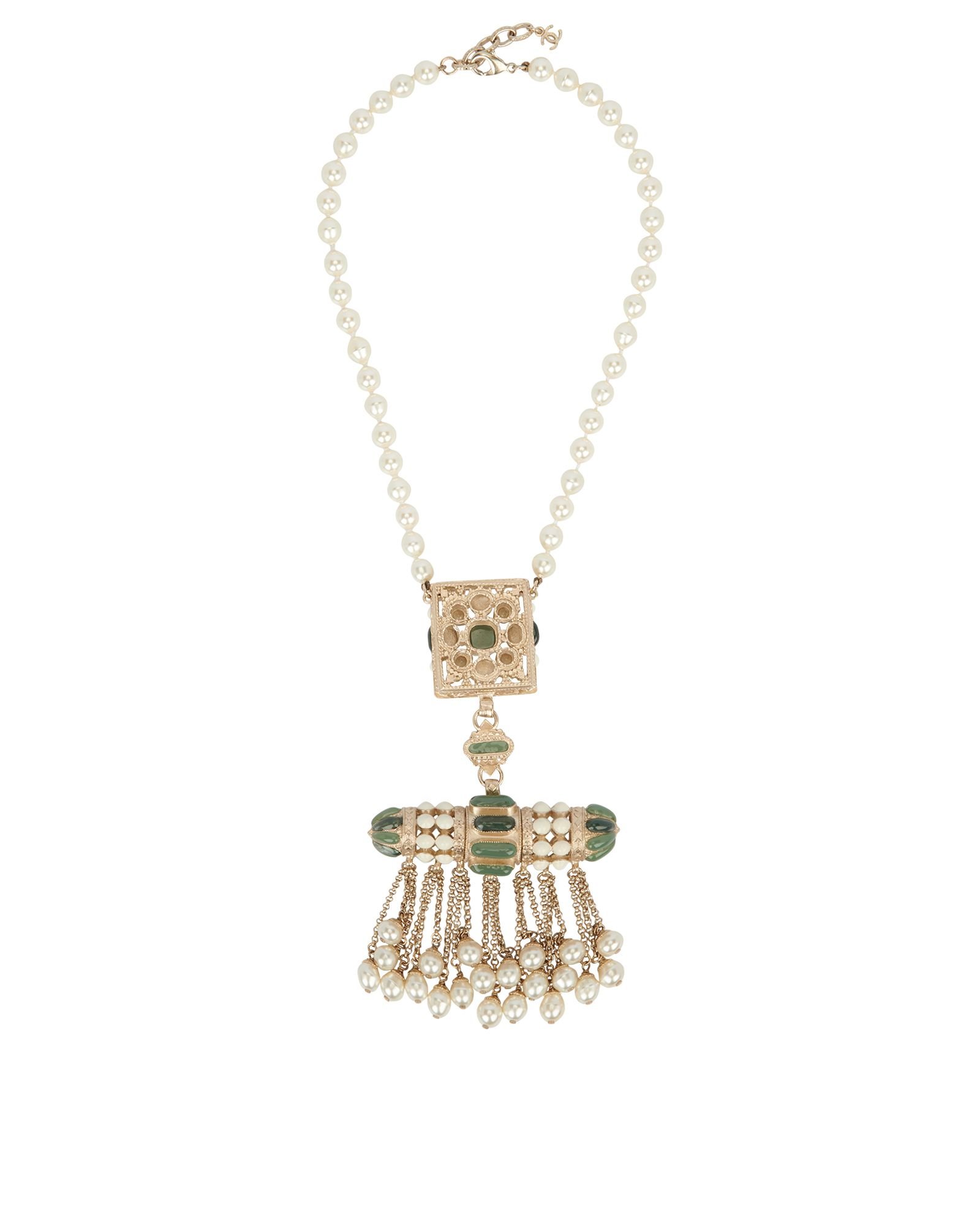 Chanel 2015 Cruise CC Embellished Drop Pearl Necklace, Necklaces