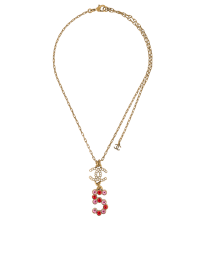 Chanel B20S CC No.5 Necklace, &pound;750, Jewellery, Bronze/Pink/Red, Crystal, Front view