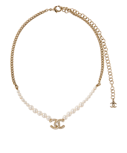 Chanel A22 CC Pearl Choker Necklace, front view