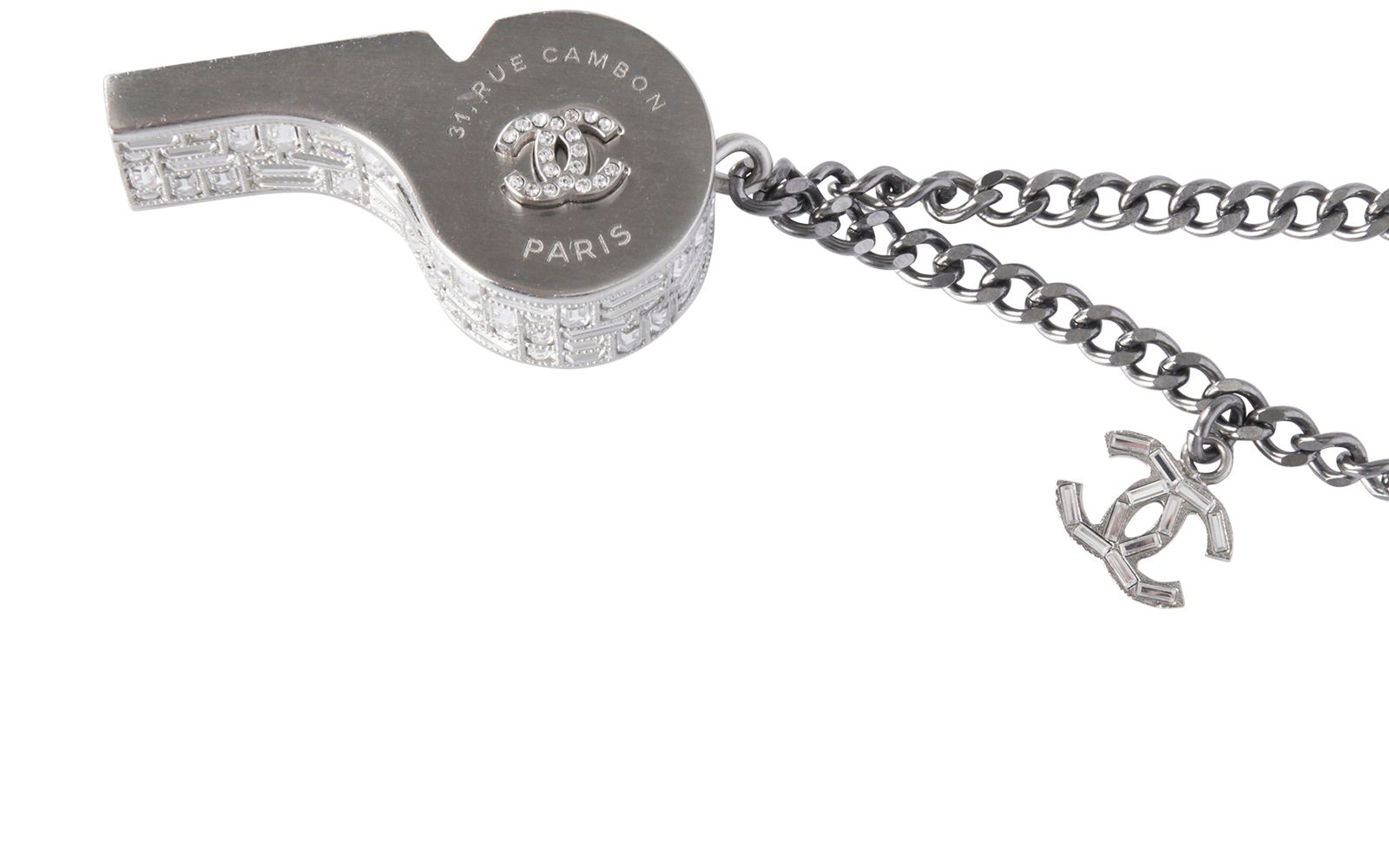 Chanel Vintage CC Whistle Pendant Necklace