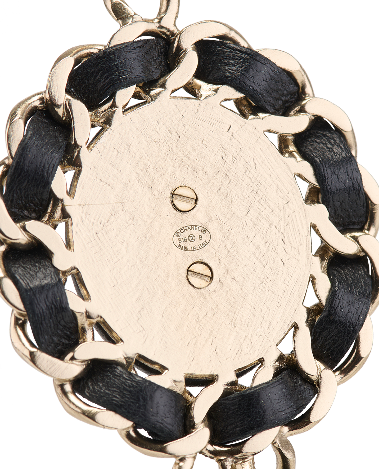 Chanel B16B CC Chain Necklace, &pound;750, Jewellery, Black/Gold, Leather, Other view