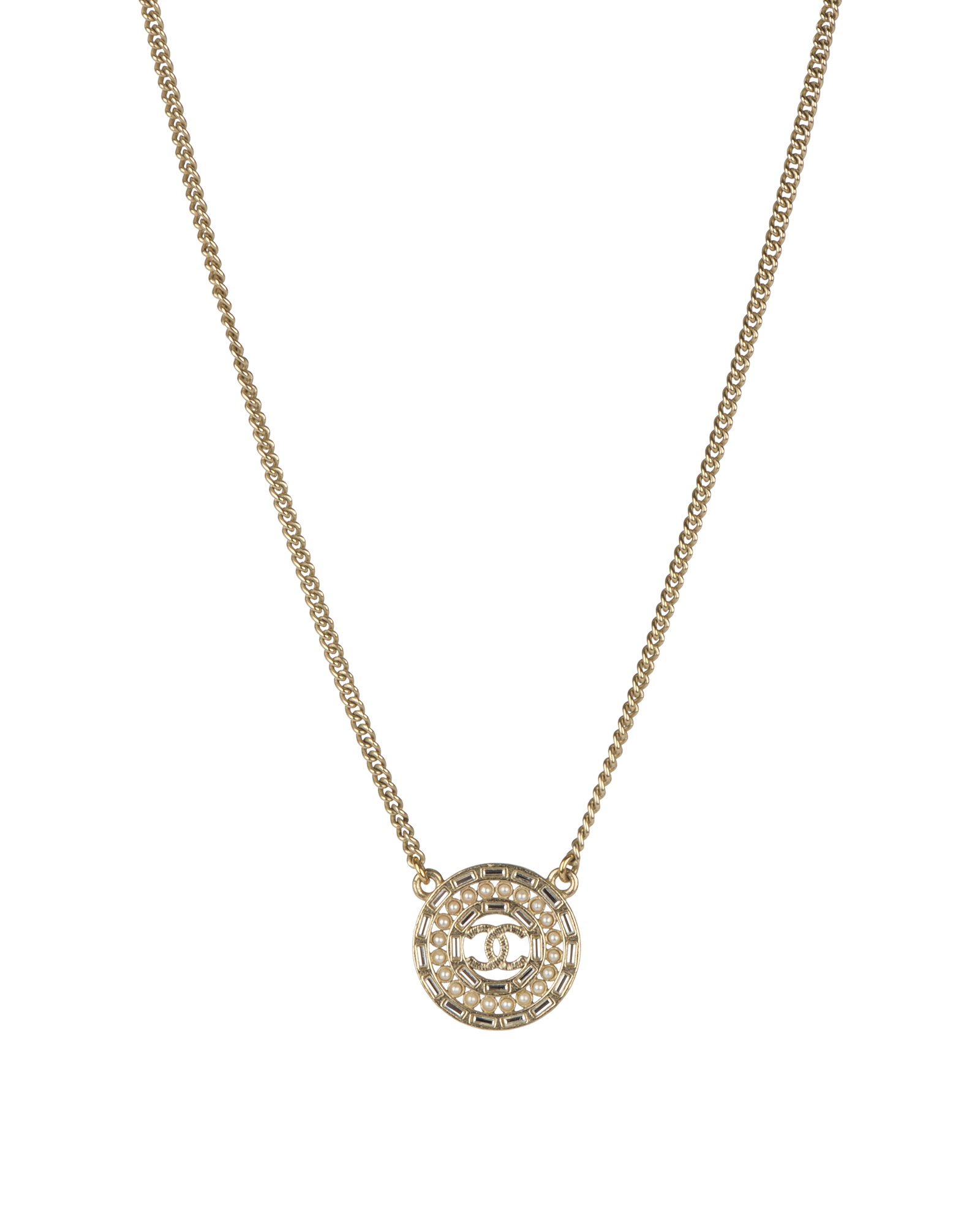 Chanel Round Pendant Necklace, &pound;375, Jewellery, Beige, Brass, Other view