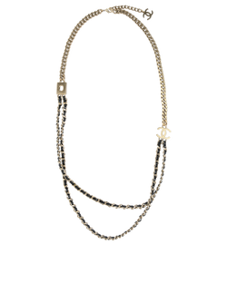 Chanel B17P CC Chain Necklace, Brass/Leather, Blk/Gold, B/DB, 3*