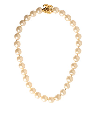 Chanel 96P CC Turnlock Necklace, &pound;1,195, Jewellery, Gold, Brass/Pearl, Front view