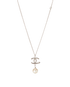 Chanel B13K CC Clover Pearl Drop Necklace, &pound;595, Jewellery, Silver, Brass, Other view
