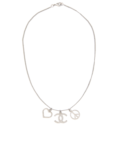 Chanel Crystal Heart Peace CC Necklace, front view