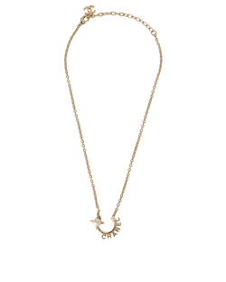 Chanel B21A Logo Necklace, Brass/Faux Pearl, Gold, B, 3*