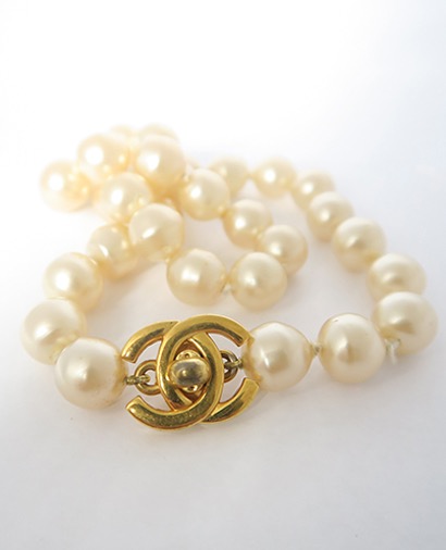 Chanel Turn-Lock Pearl Necklace, front view