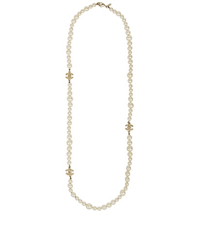 Chanel 2011 CC Long Pearl Necklace, front view
