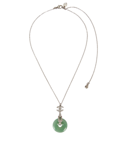 Chanel CC Circle Jade Pendant Necklace, front view