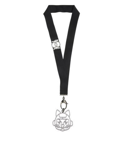 Chanel B17S Embellished Robot Cat Necklace, front view