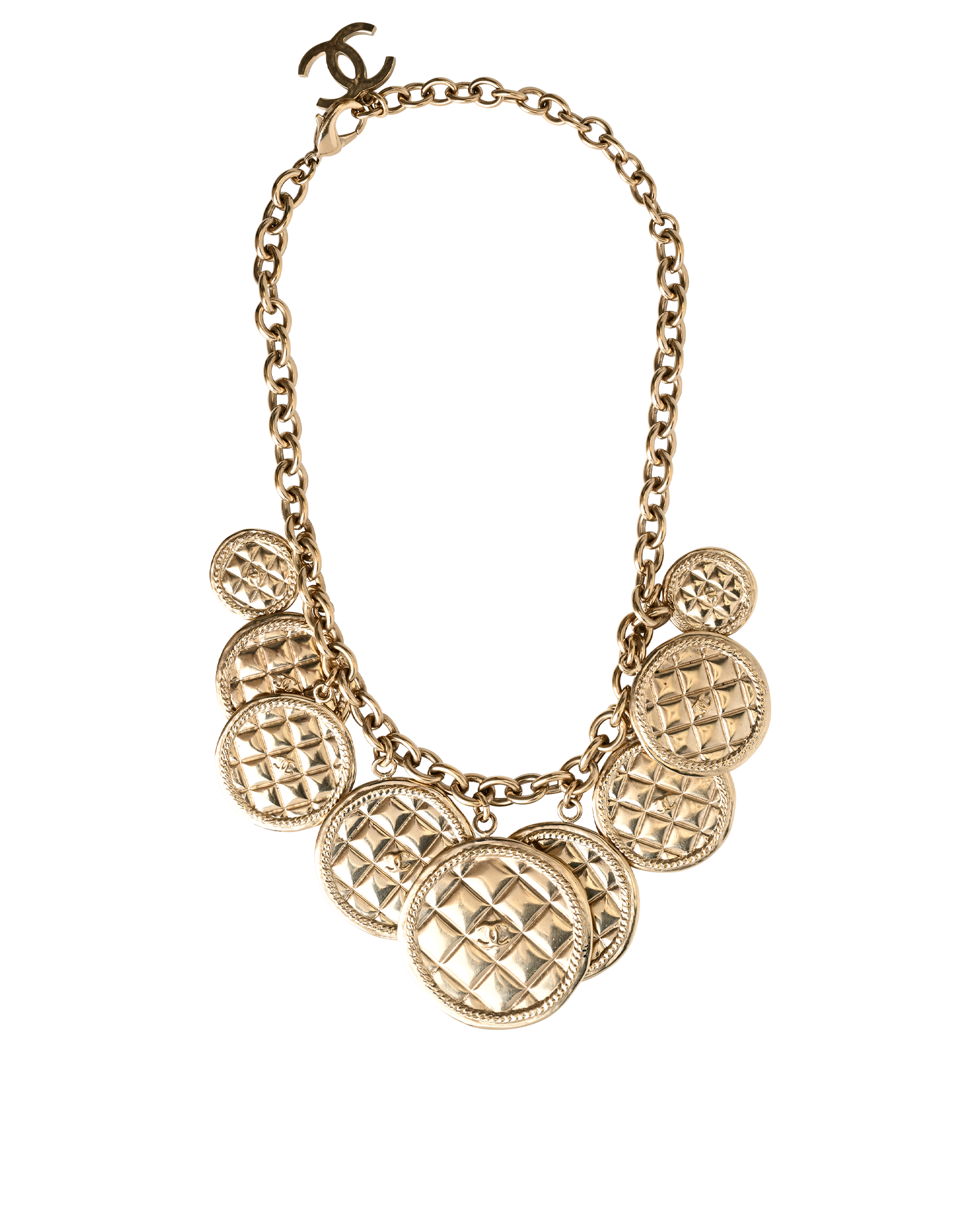 Chanel B15 Quilted Coins Necklace, &pound;850, Jewellery, Gold, Copper, Back view