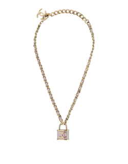 Chanel CC Lock Chain Necklace, Leather/Brass, Pink, B18P (2018), 2*
