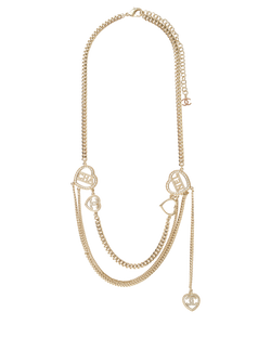Chanel F23B Embellished Heart Long Necklace, Brass, Gold, DB/RCT, 2*