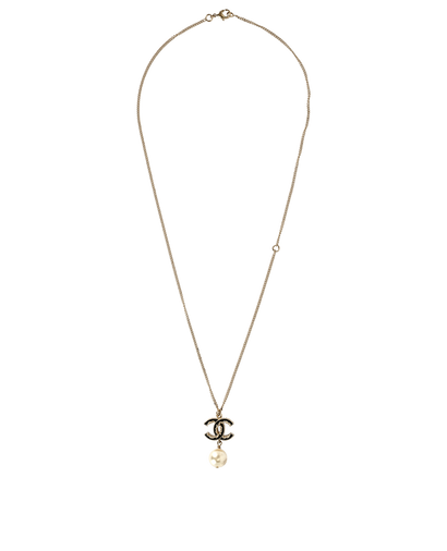 Chanel B15V CC Pearl Drop Necklace, £450, Jewellery, Gold, Brass, Front view