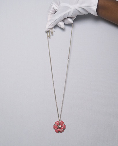 Chanel Enamel CC Camellia Necklace, front view