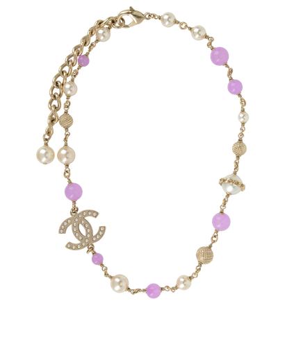 Chanel CC Pearl Chocker, &pound;430, Jewellery, Gold/Purple, Brass, Front view