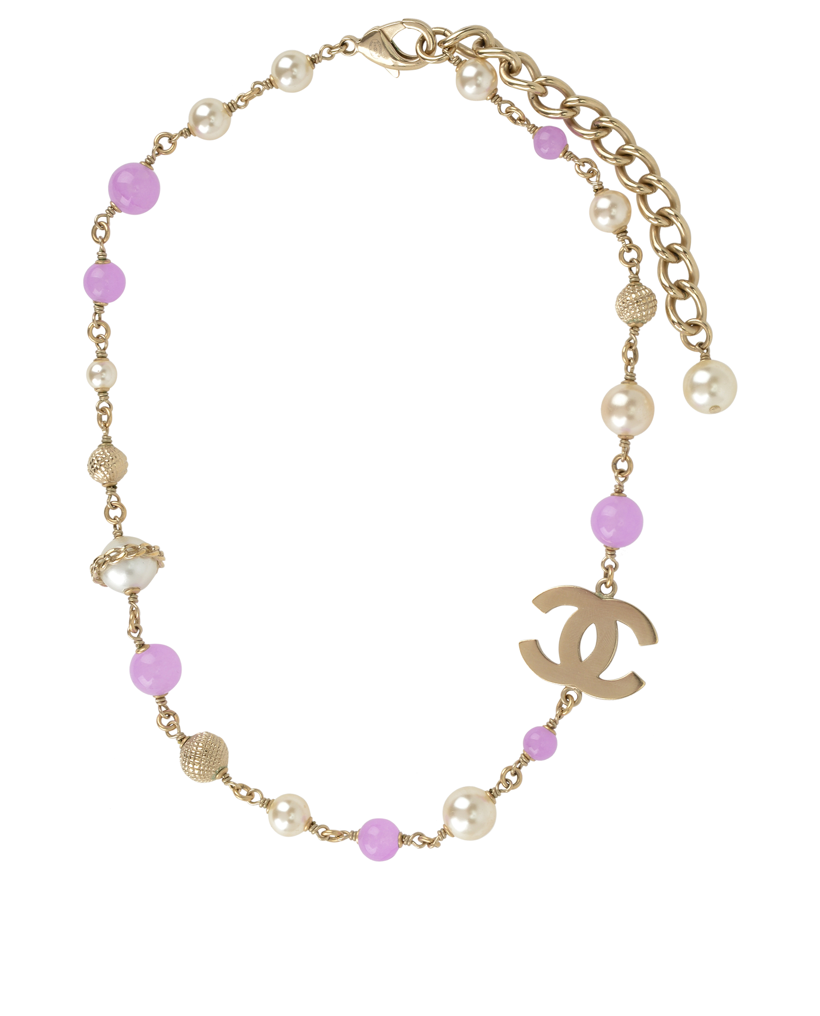 Chanel CC Pearl Chocker, &pound;430, Jewellery, Gold/Purple, Brass, Back view