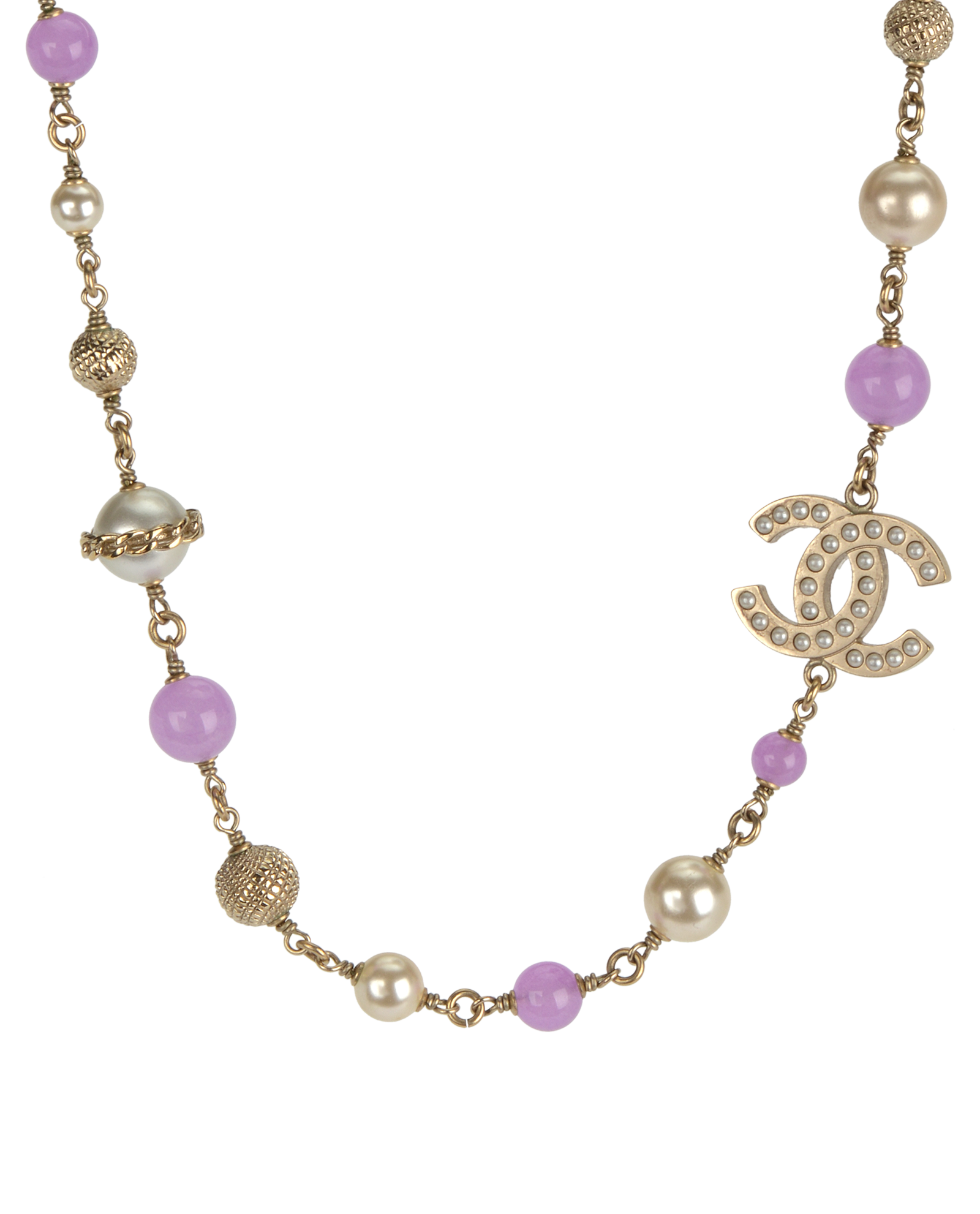 Chanel CC Pearl Chocker, &pound;430, Jewellery, Gold/Purple, Brass, Other view