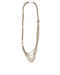 Chanel 06P Braided Chain Necklace, Brass, Silver, B/DB, 3*