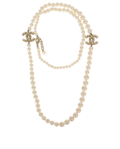 Chanel CC A14 Long Pearl Necklace, front view