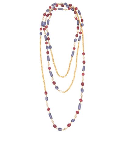 Chanel Beads And Pearls Long Necklace, front view