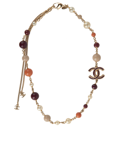 Chanel Pearl Necklace, £550, Jewellery, Burgundy/Gold, Brass, Front view