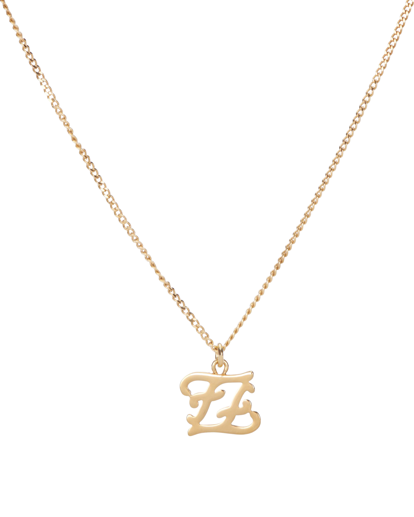 Fendi FF Karligraphy Necklace, &pound;150, Jewellery, Gold, Yellow Gold Plated, Other view