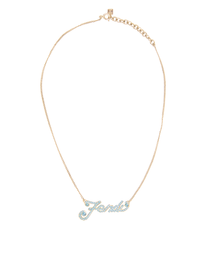Fendi Crystal Logo Necklace, front view