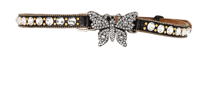 Gucci Embellished Butterfly Choker, £130, Jewellery, Black, Leather, Front view
