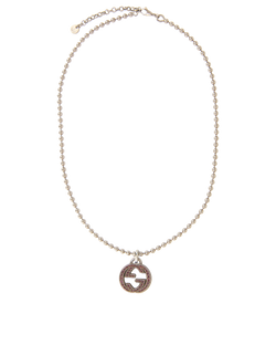 Gucci GG Ballchain Necklace, Silver 925, Silver/Pink, MII, 2*