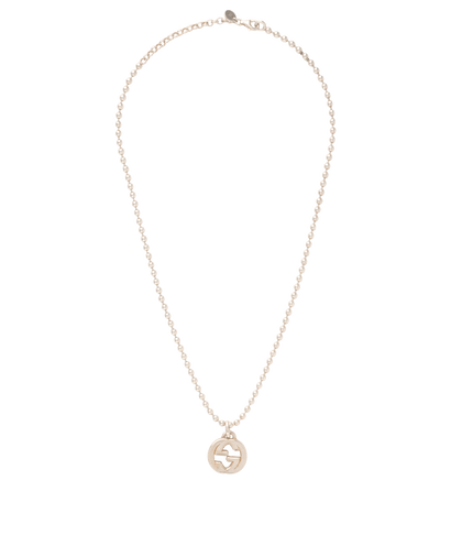 Gucci Interlocking GG Beaded Necklace, &pound;160, Jewellery, Silver, Silver, Front view