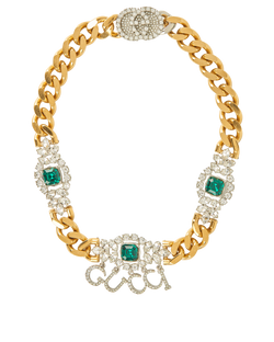 Gucci Script Choker, Brass, Gold/Green/Silver, MII, 3*