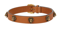 Gucci Multi Lions Head Choker, Leather, Brown, DB, 2*