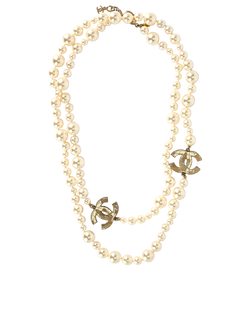 Chanel CC Double-Length Necklace, Faux Pearl/Brass, White, MIF, 3*