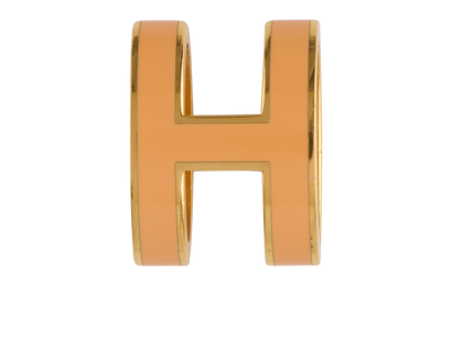 Hermes H Pendant Charm, &pound;150, Jewellery, Gold/Orange, Enamel Coated Ceramic, Front view