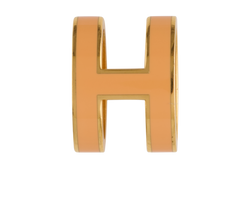 Hermes H Pendant Charm, Brass/Enamel, Gold/Orange, MII, 3*