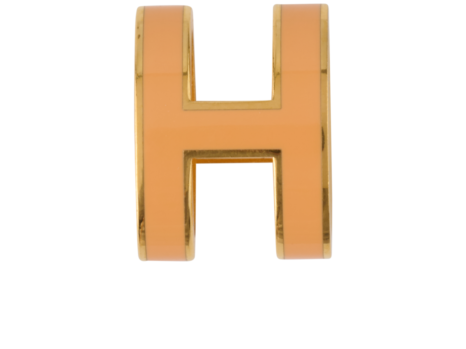 Hermes H Pendant Charm, &pound;150, Jewellery, Gold/Orange, Enamel Coated Ceramic, Back view